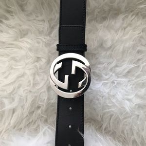 GUCCI interlocking black leather GG belt